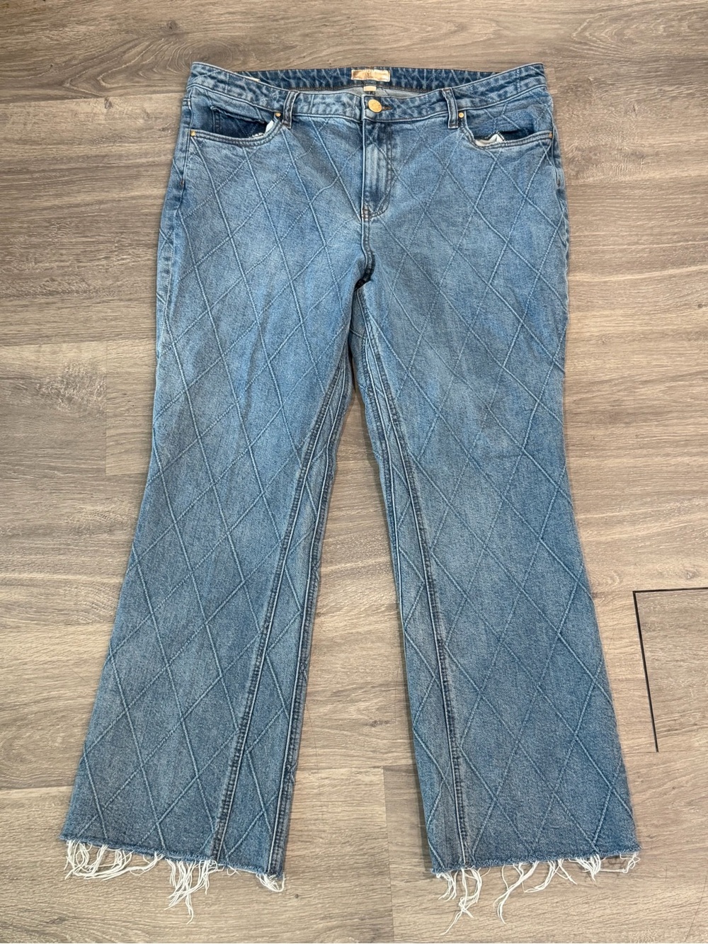 Kut from the Kloth Womens 16 Kelsey High Rise Ankle Flare Quilted Diamond Jeans